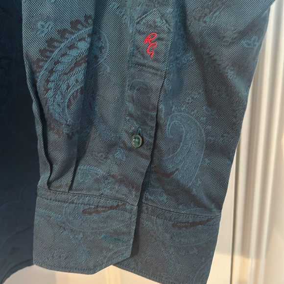 Robert Graham 3XL Classic Fit Turquoise Paisley button down shirt - Picture 3 of 14
